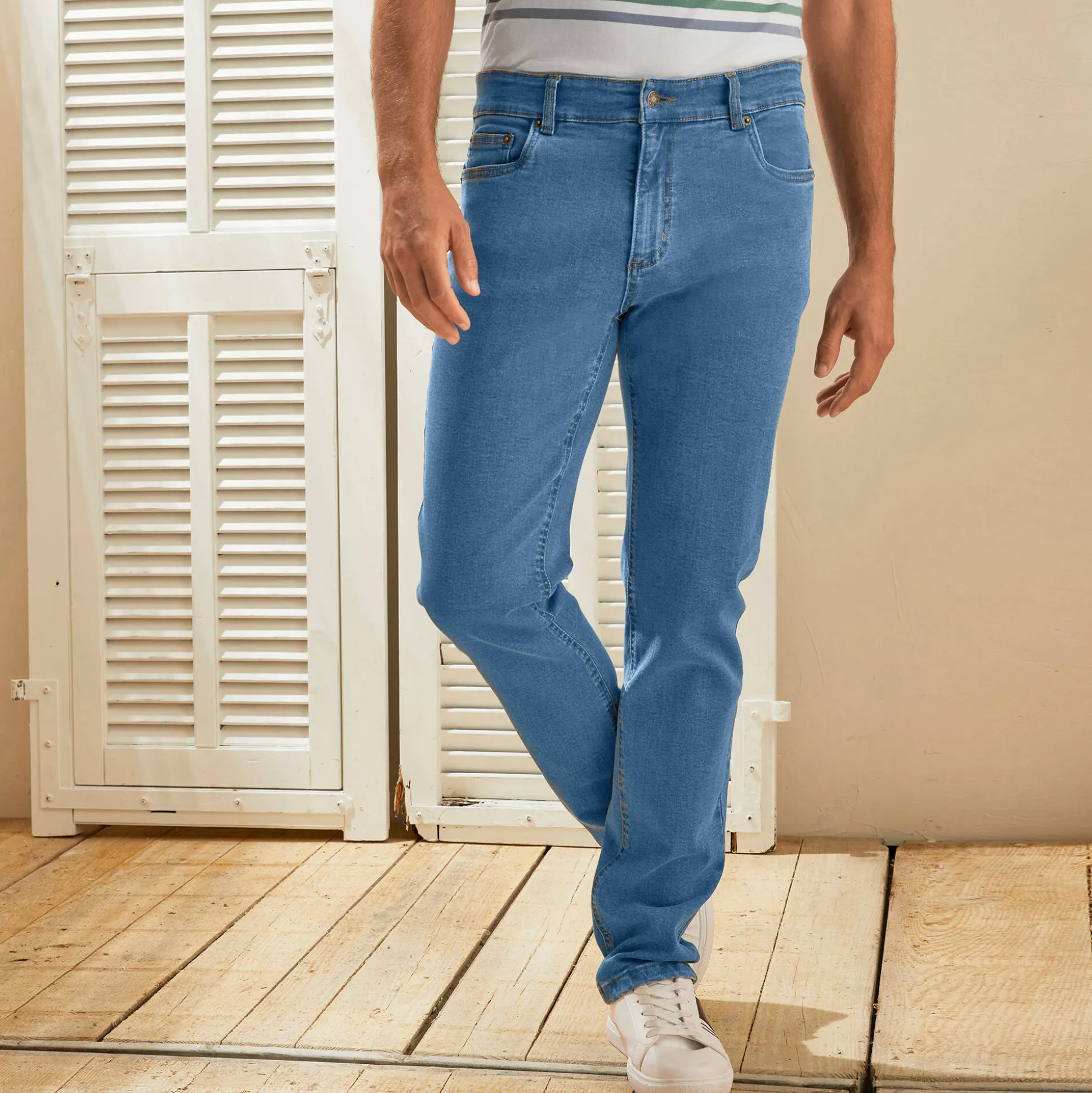 Jeans met 5-zakkenmodel, rekbaar katoen - binnenpijplengte 72 cm