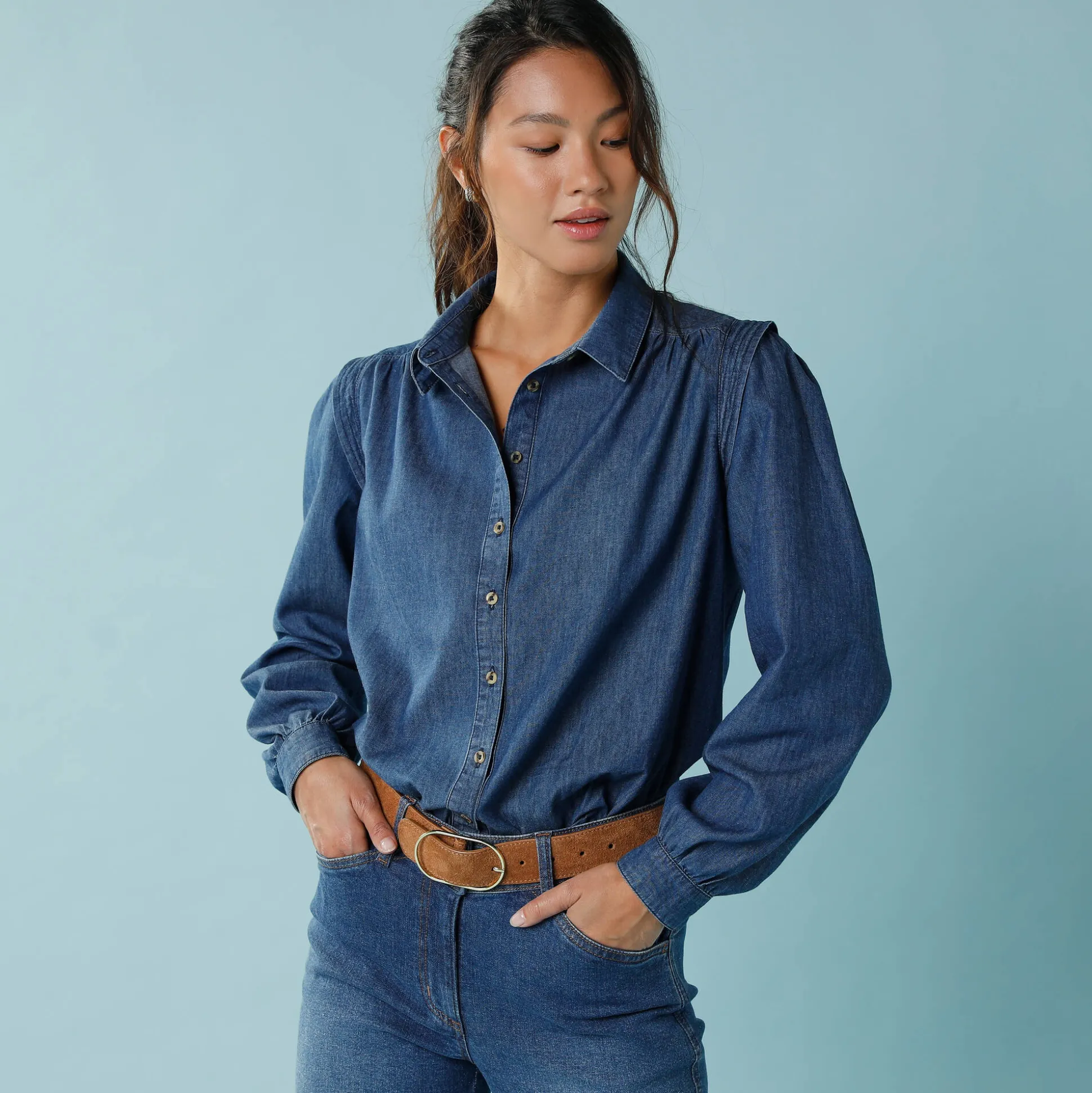 Jeansbloes, kleine lengtes