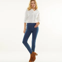 Jegging in denim met elastische taille - kleine lengte