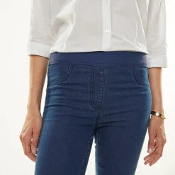 Jegging in denim met elastische taille - kleine lengte