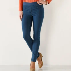 Jegging in denim met elastische taille, grote lengte