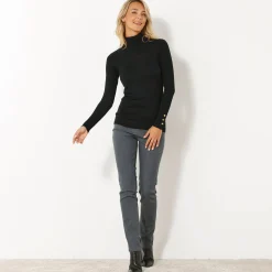 Jegging in denim met elastische taille, grote lengte