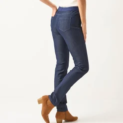 Jegging in denim met elastische taille, grote lengte