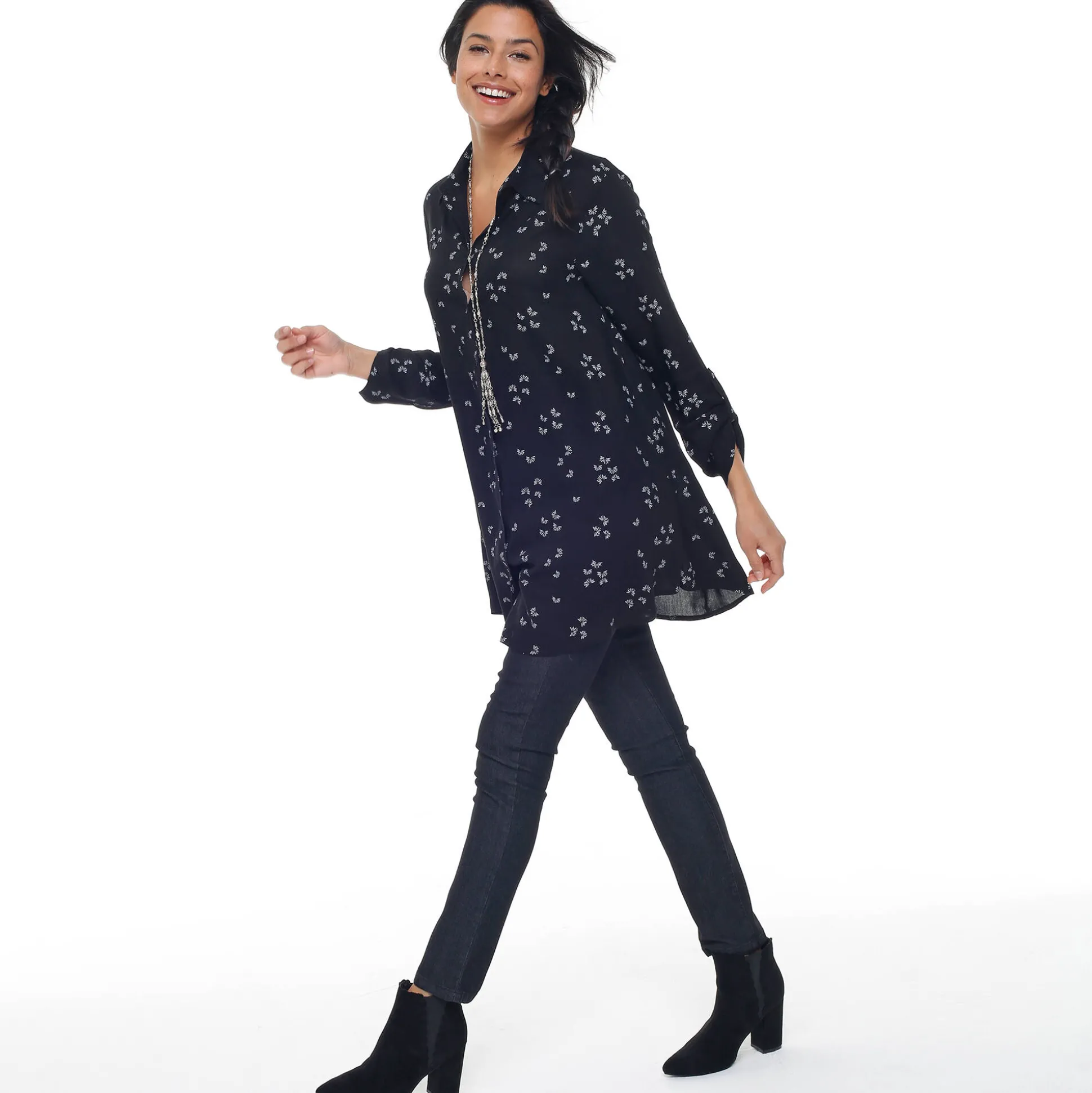 Jegging in denim met elastische taille - kleine lengte