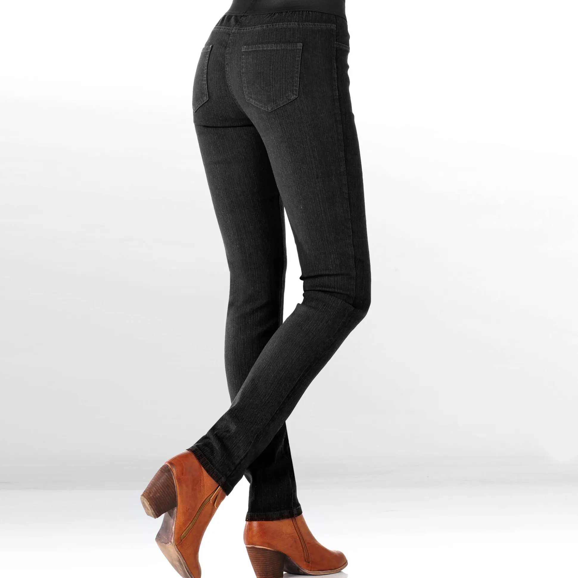 Jegging in denim met elastische taille - kleine lengte