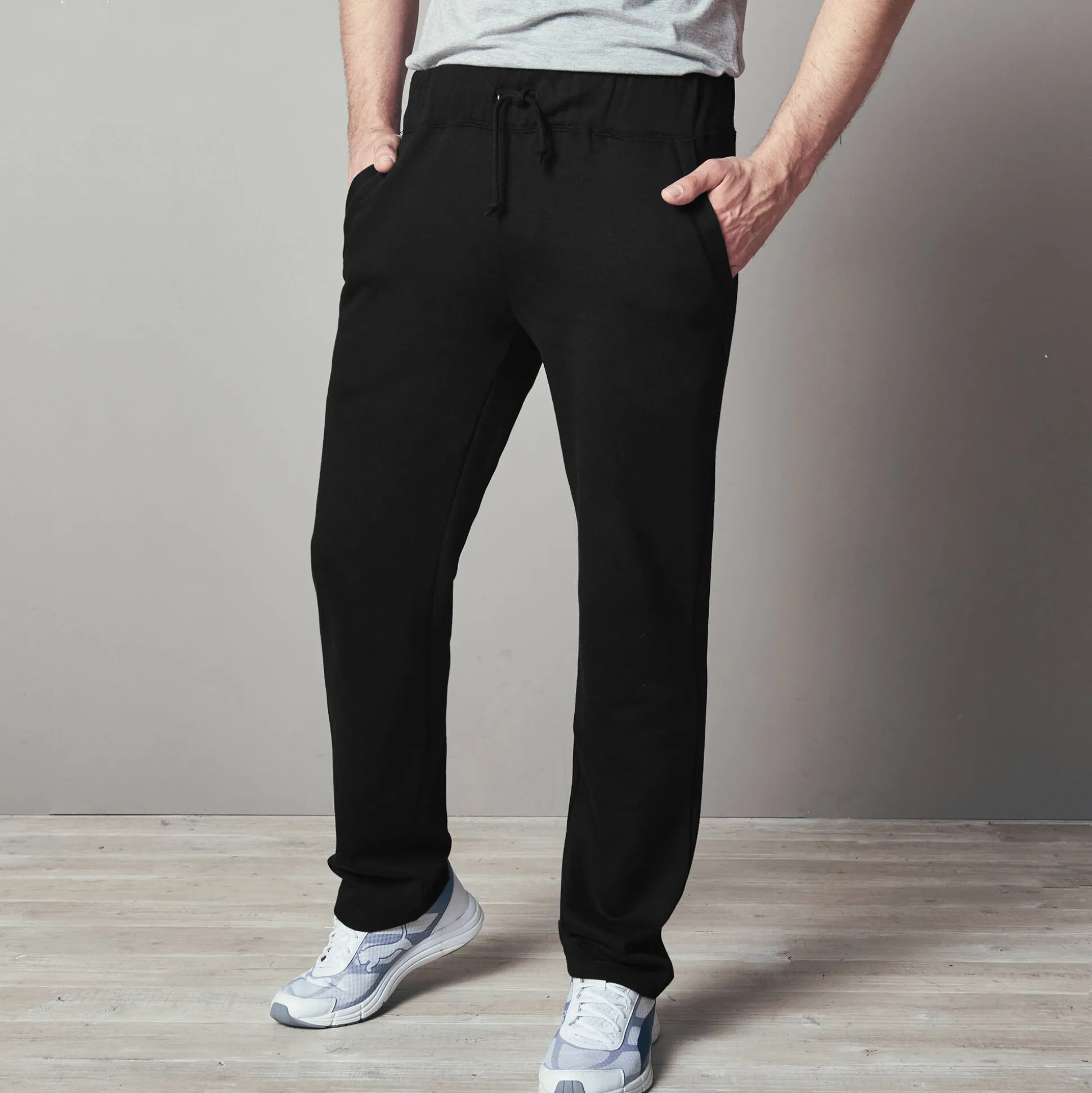 Joggingbroek in molton met rechte pijponderkanten