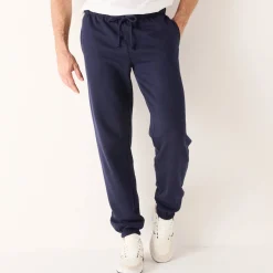 Joggingbroek in molton met elastische pijponderkanten