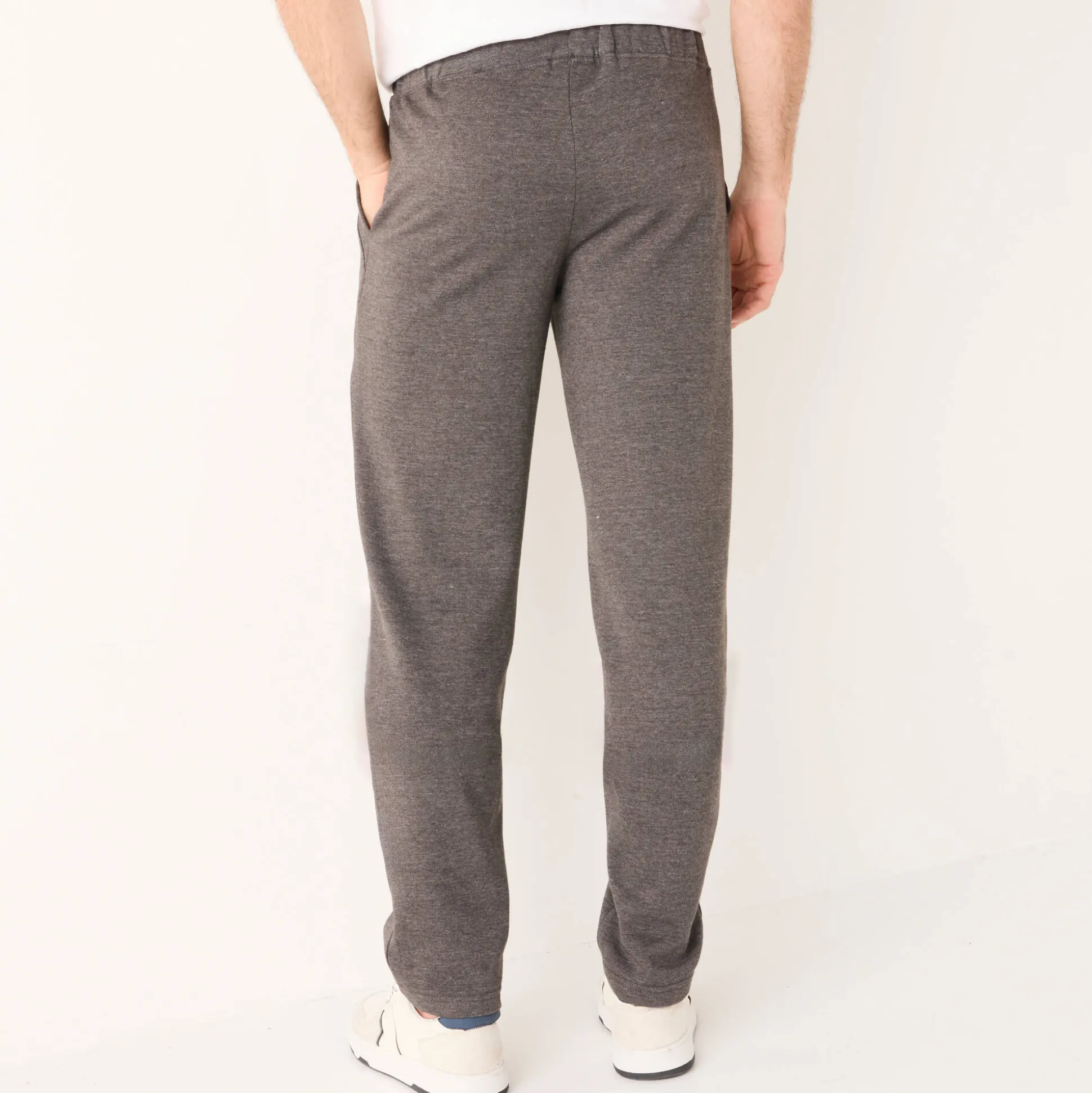 Joggingbroek in molton met rechte pijponderkanten