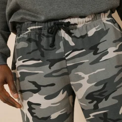Joggingbroek in molton met elastische pijponderkanten