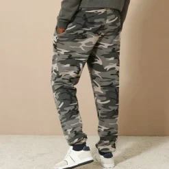 Joggingbroek in molton met elastische pijponderkanten