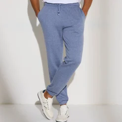 Joggingbroek in molton met elastische pijponderkanten