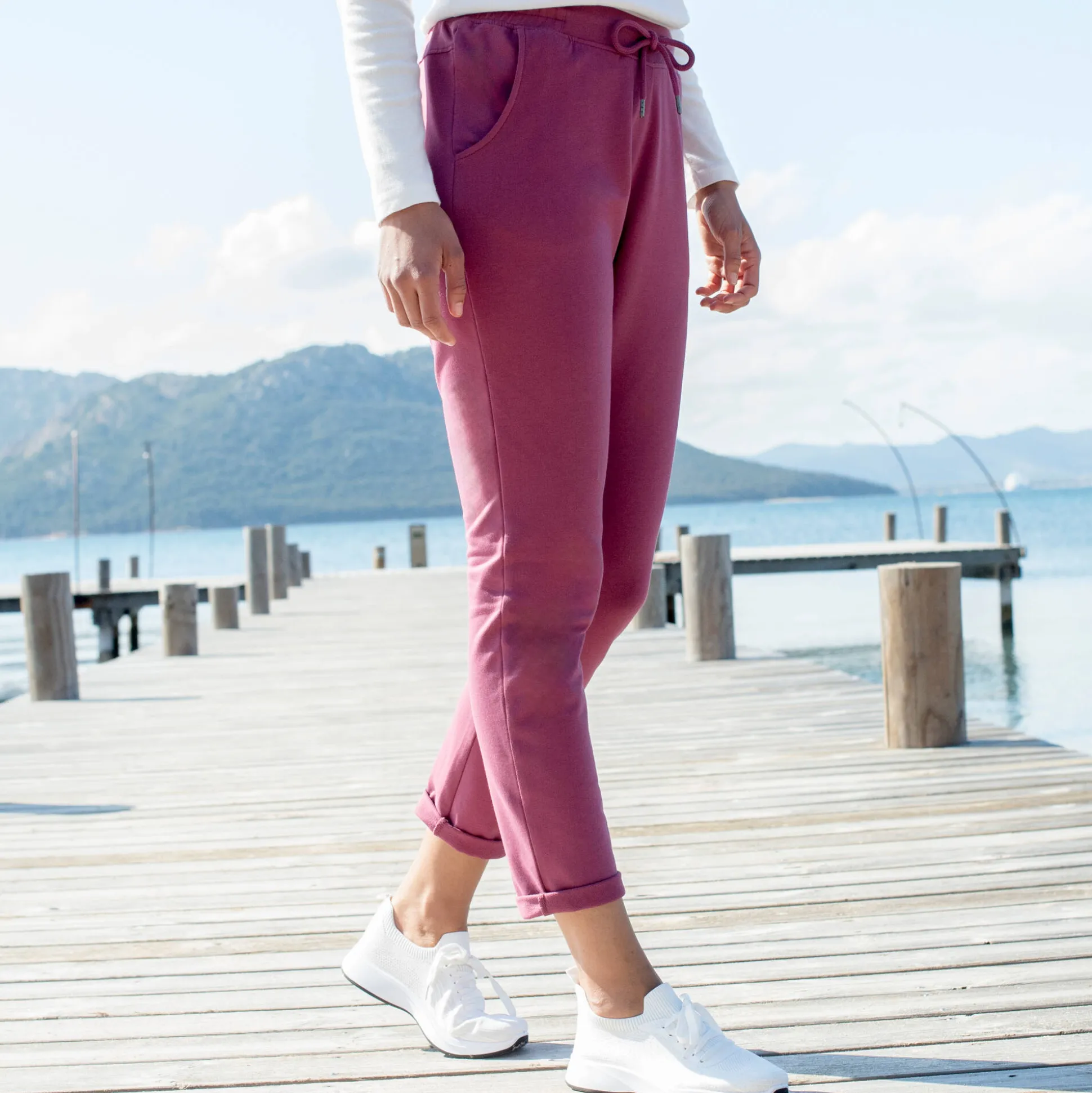 Joggpant in molton met elastische taille