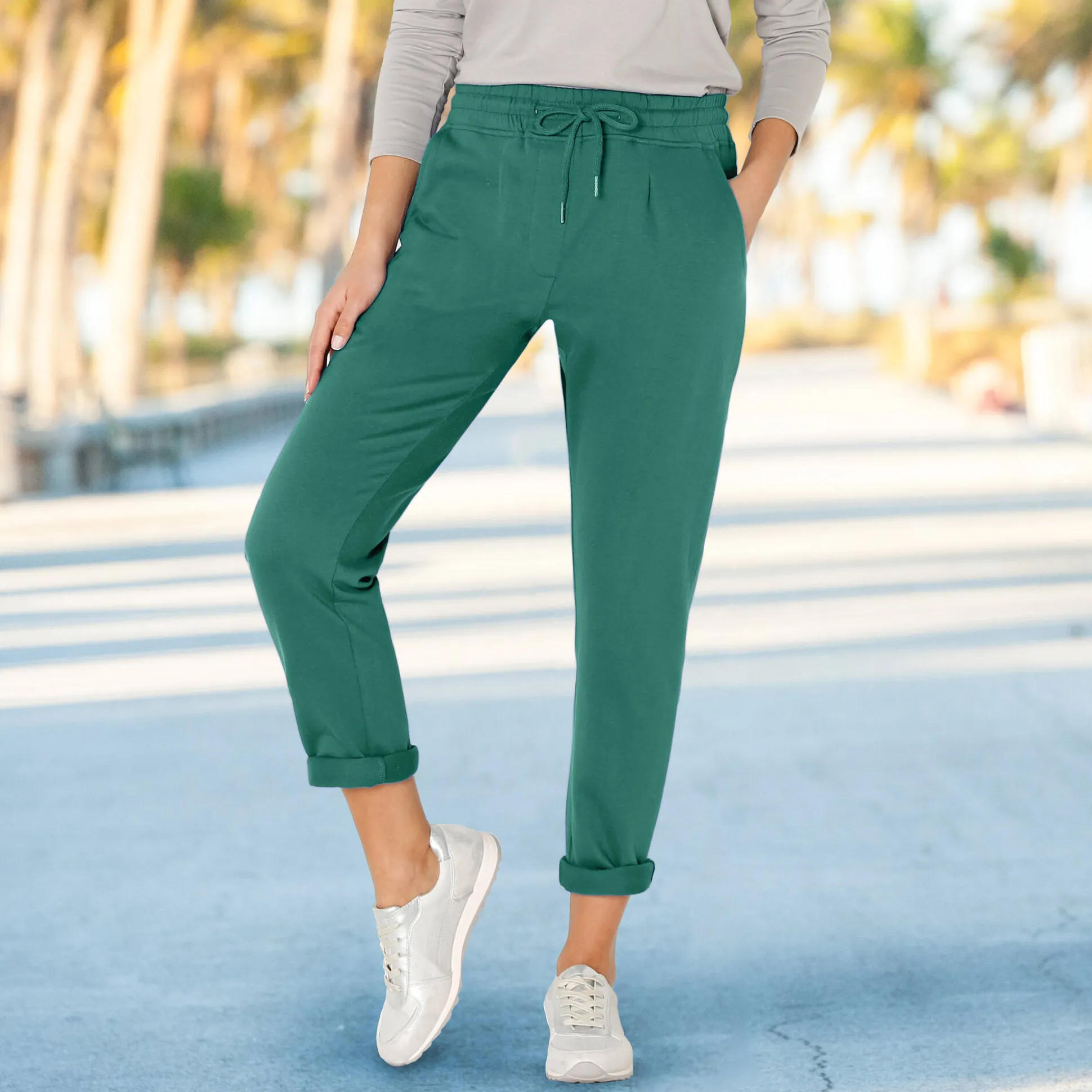 Joggpant in molton met elastische taille