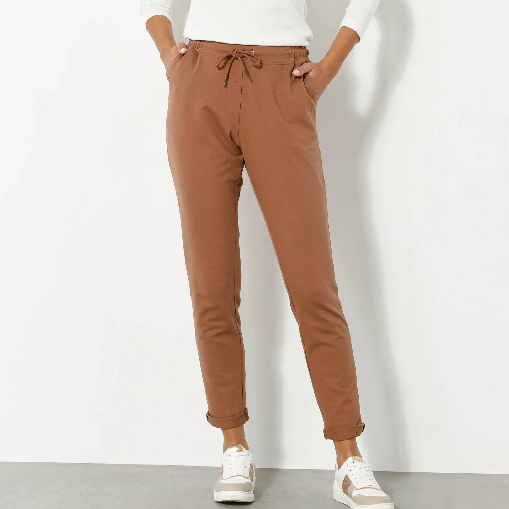 Joggpant in molton met elastische taille