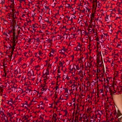 Jurk met bloemenprint, plissévoile