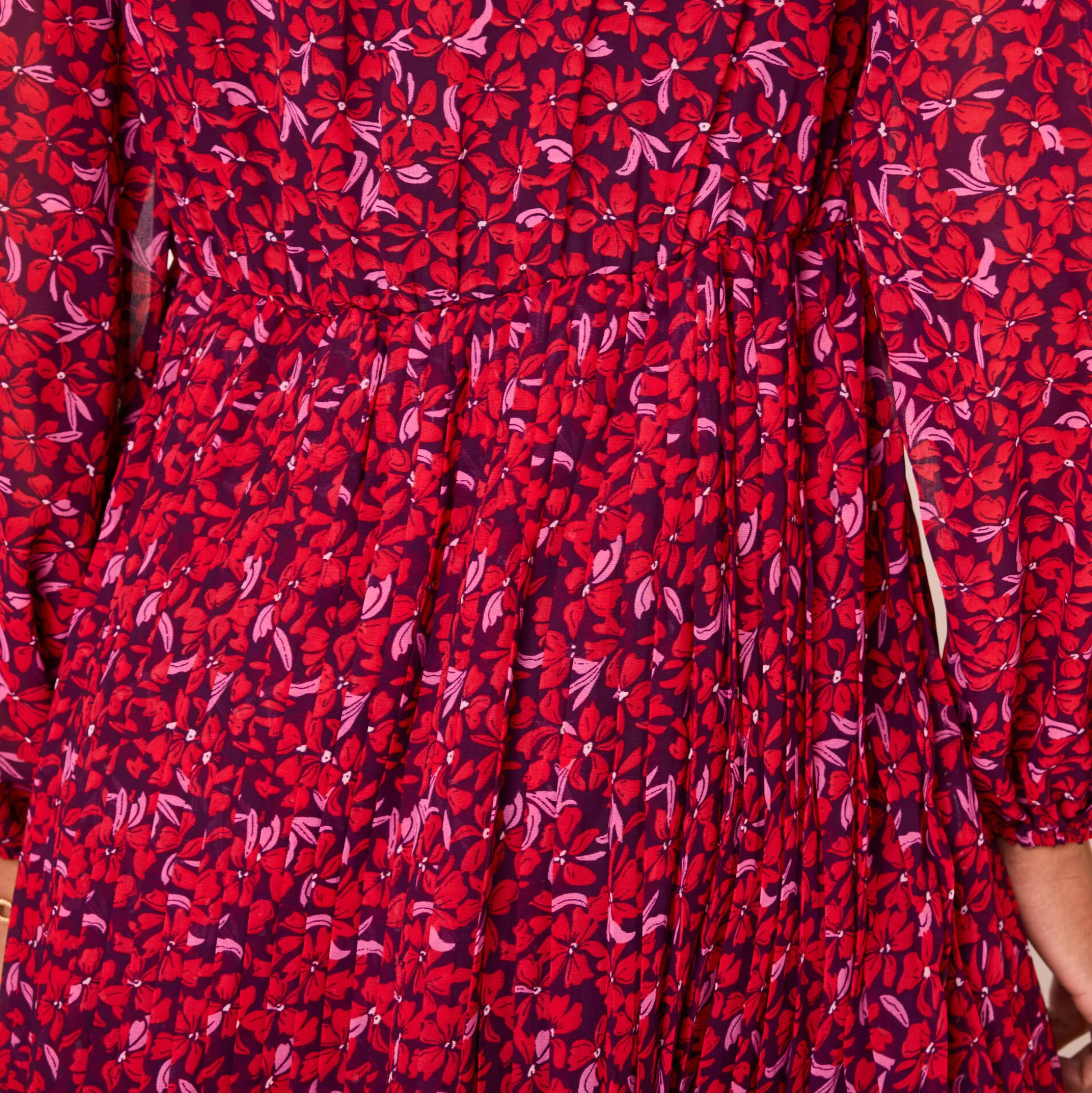 Jurk met bloemenprint, plissévoile