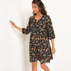 Jurk met bloezende mouwen, bloemenprint