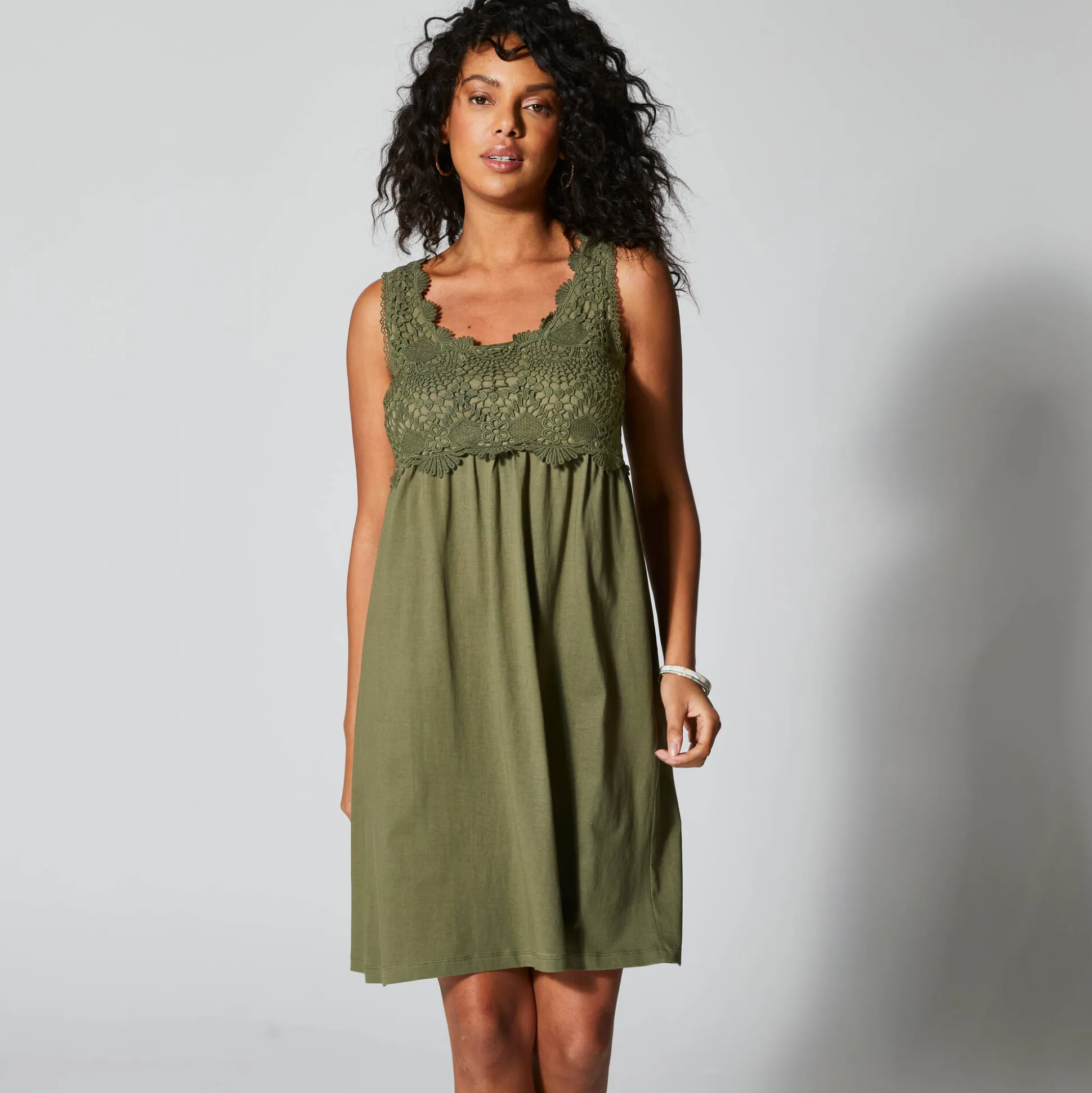 Jurk met macramé frontje