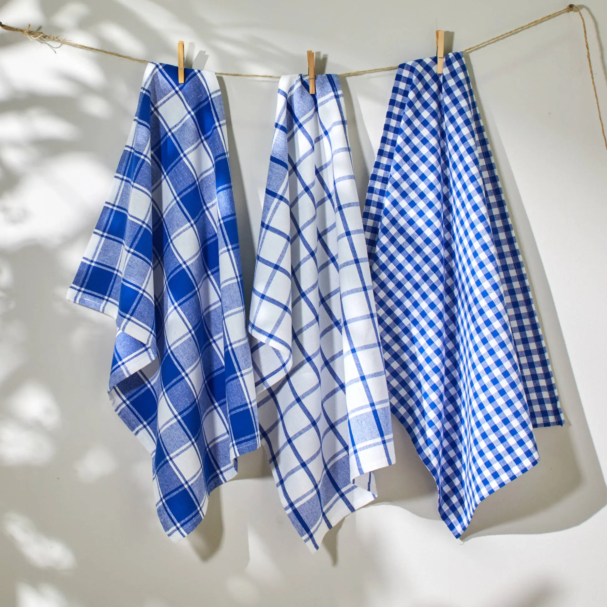 Katoenen droogdoek met ingeweven ruiten - set van 3