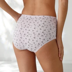Katoenen maxislip in effen pruim met paardenbloemprint - set van 7
