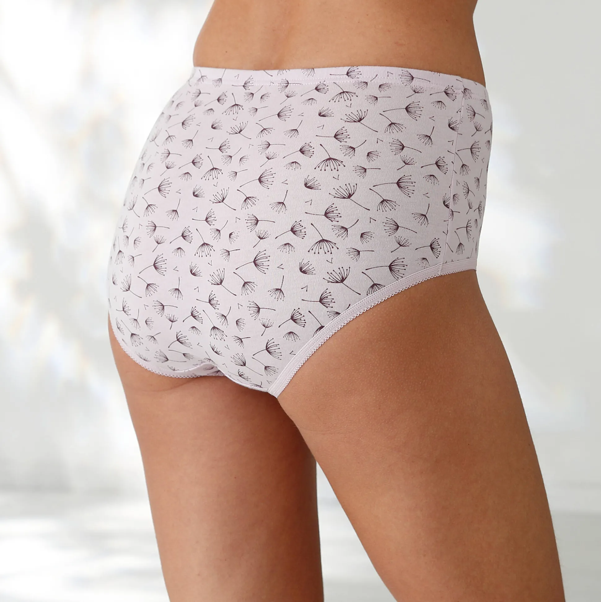Katoenen maxislip in effen pruim met paardenbloemprint - set van 7