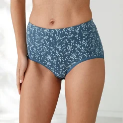 Katoenen maxislip in effen blauw met paardenbloemprint - set van 7