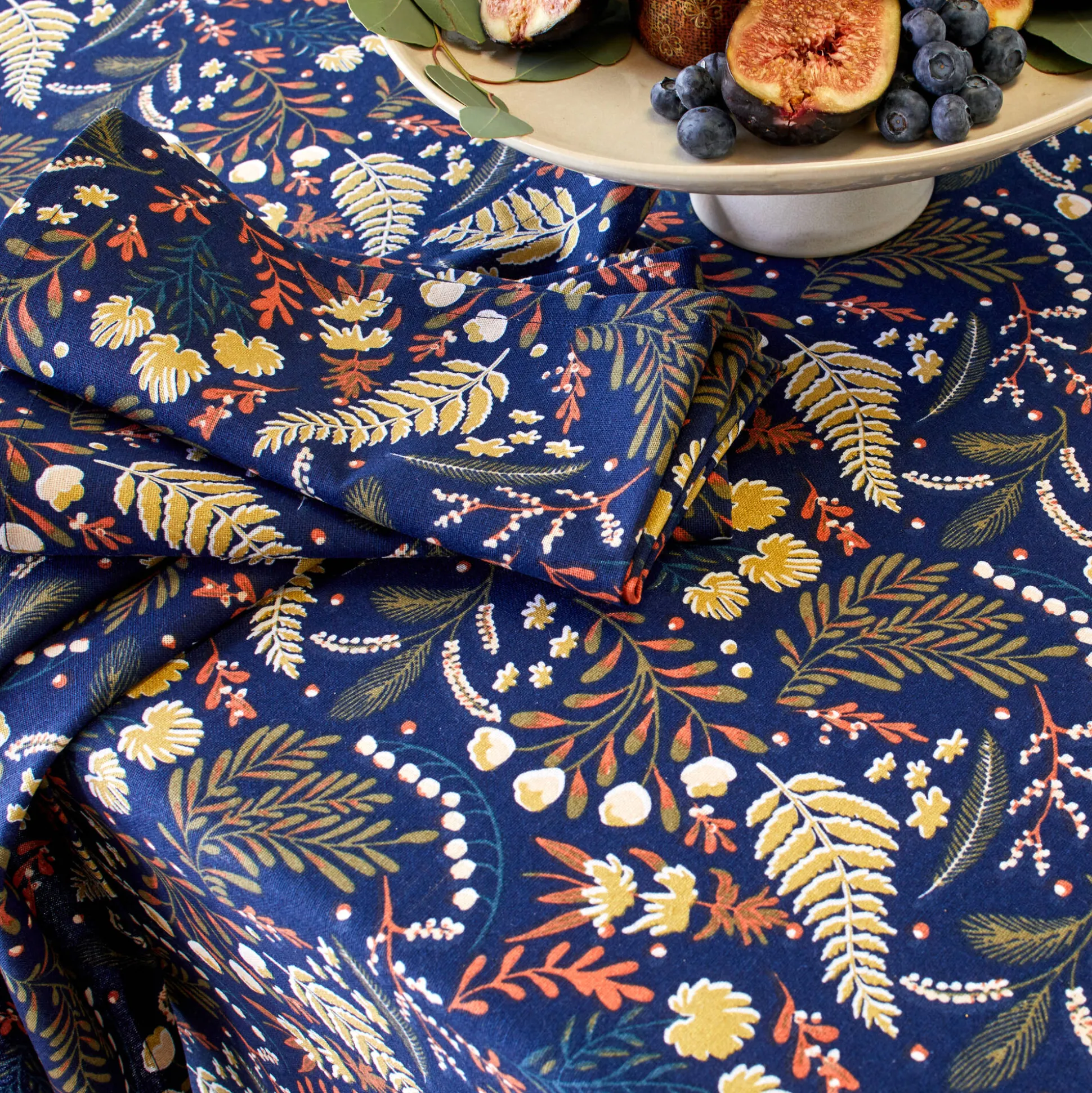 Katoenen servet met plantenprint - set van 3