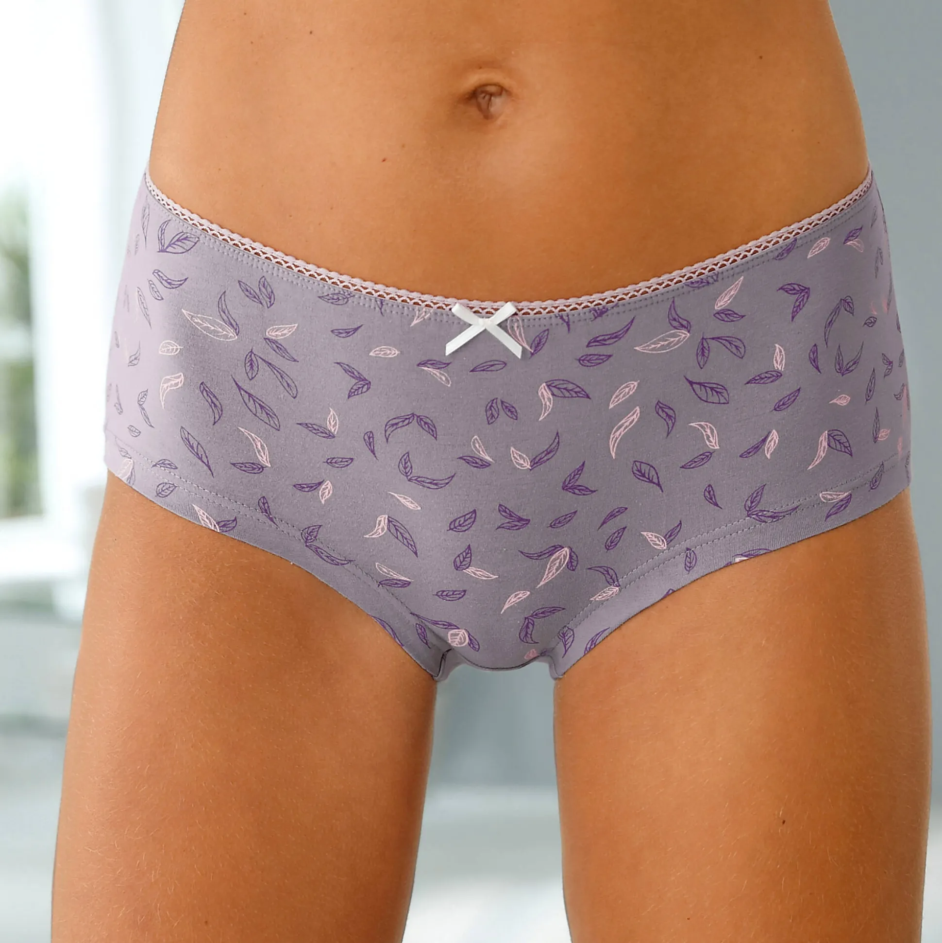 Katoenen shorty met geassorteerde bloemenmotieven - Set van 4