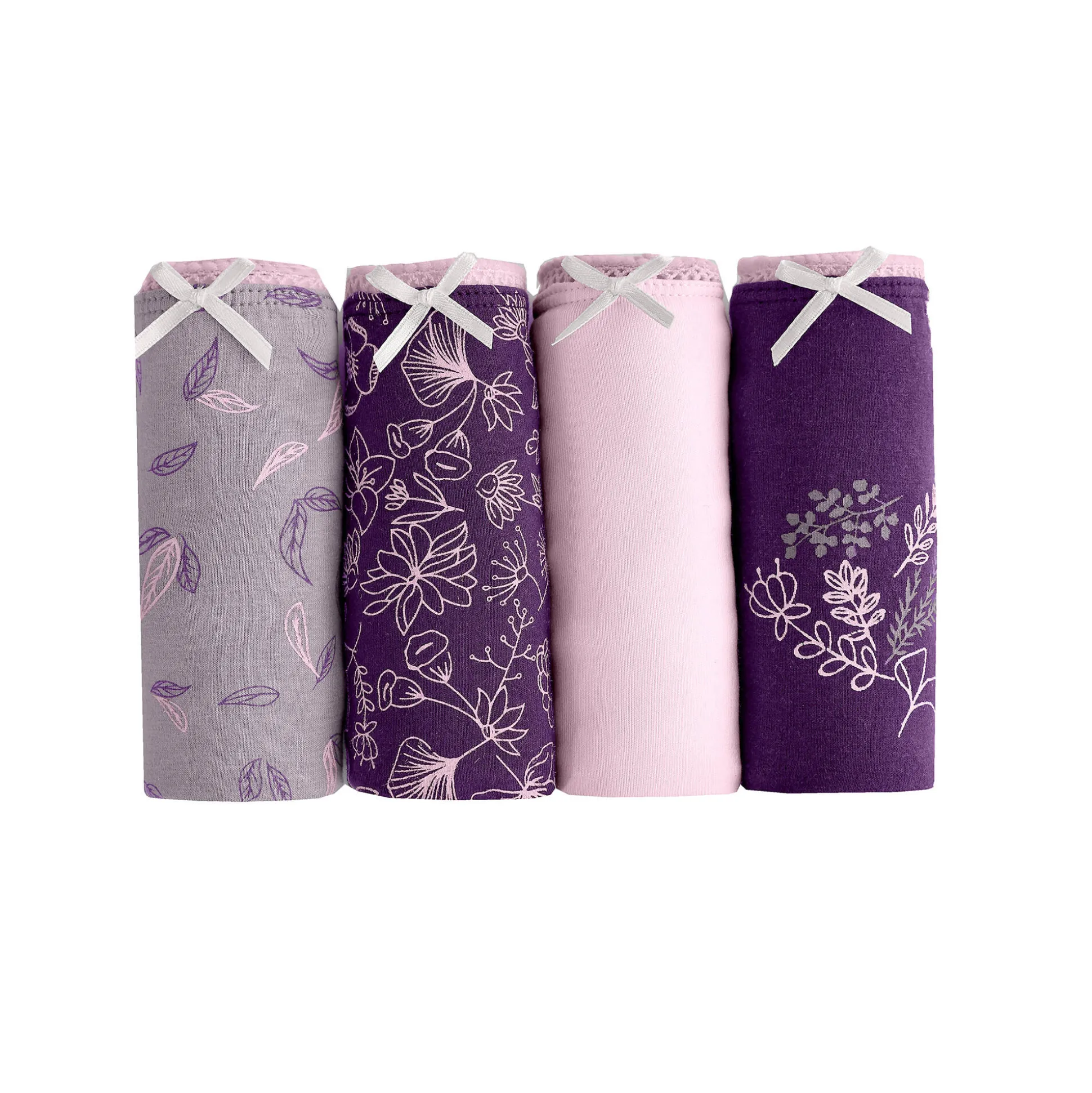 Katoenen shorty met geassorteerde bloemenmotieven - Set van 4