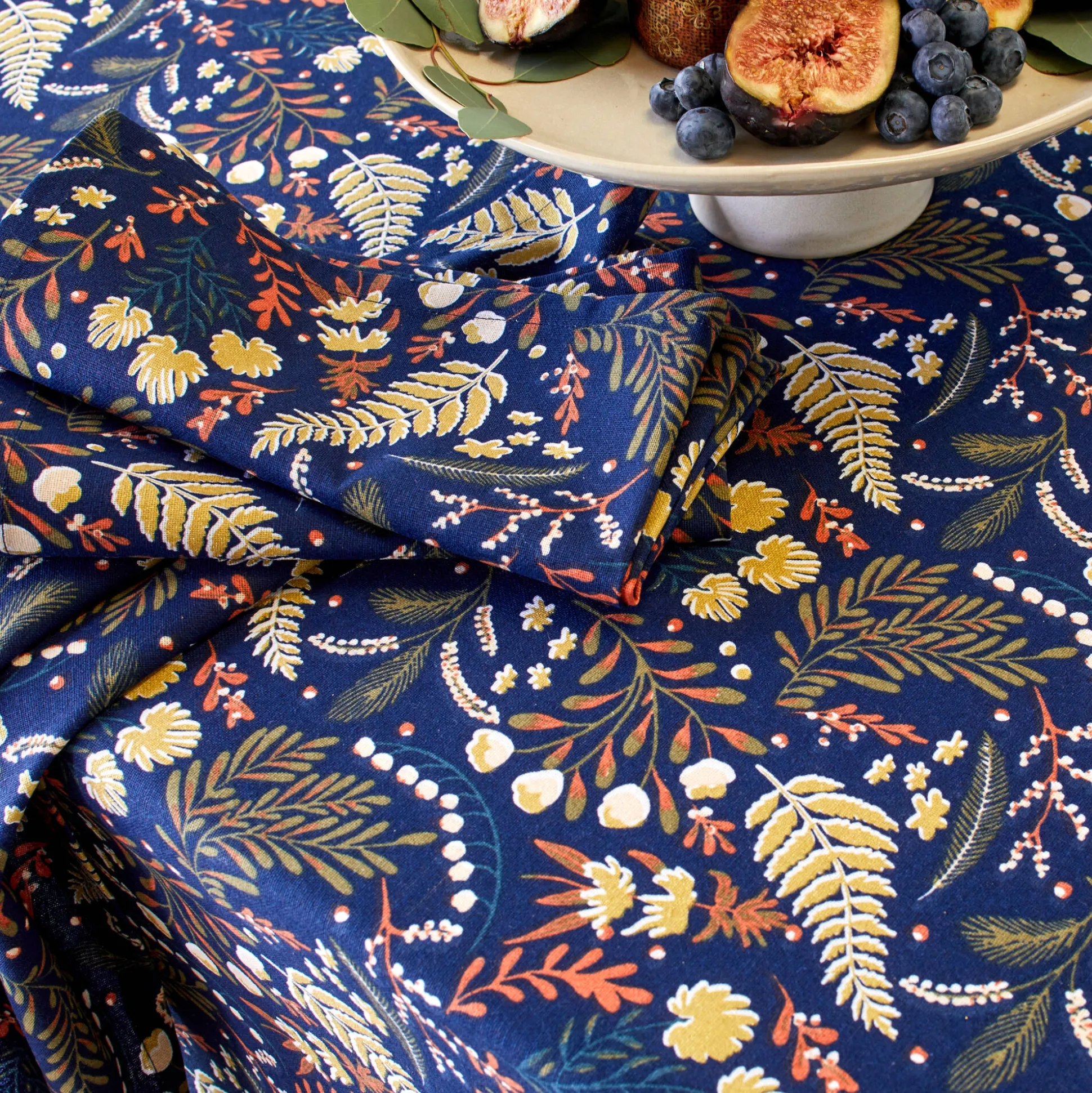 Katoenen tafellaken met plantenprint