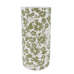 Keramische vaas met bloemenprint - hoogte 19,5 cm