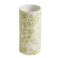 Keramische vaas met bloemenprint - hoogte 19,5 cm
