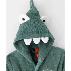 Kinderbadjas met dinosaurusmotief en kap, personaliseerbaar - 340 g/m²