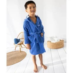 Kinderbadjas met haaiennmotief en kap, personaliseerbaar - 340 g/m²