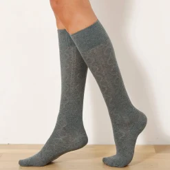 Kniekousen in effen kabeltricot - set van 2 paar