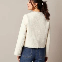 Kort jasje in tweedstijl, wolmengeling