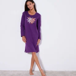 Kort nachthemd met lange mouwen en "naturel" print