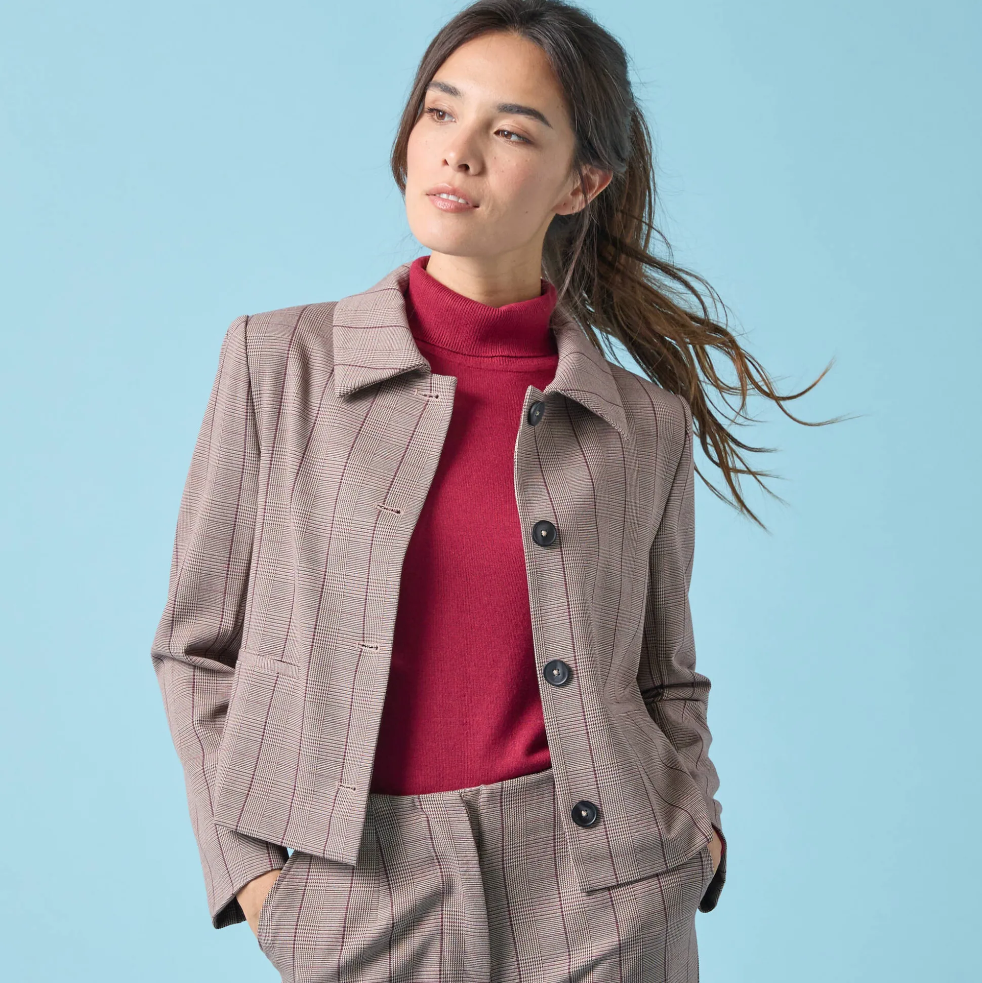 Korte blazer met ruitenprint, kleine lengtes