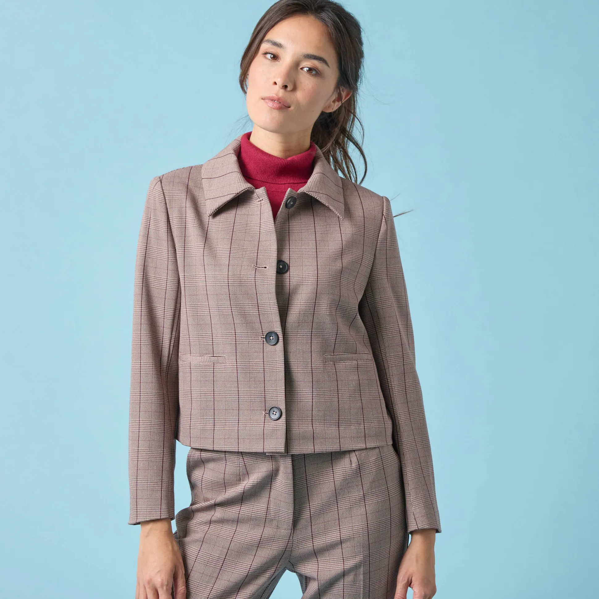 Korte blazer met ruitenprint, kleine lengtes