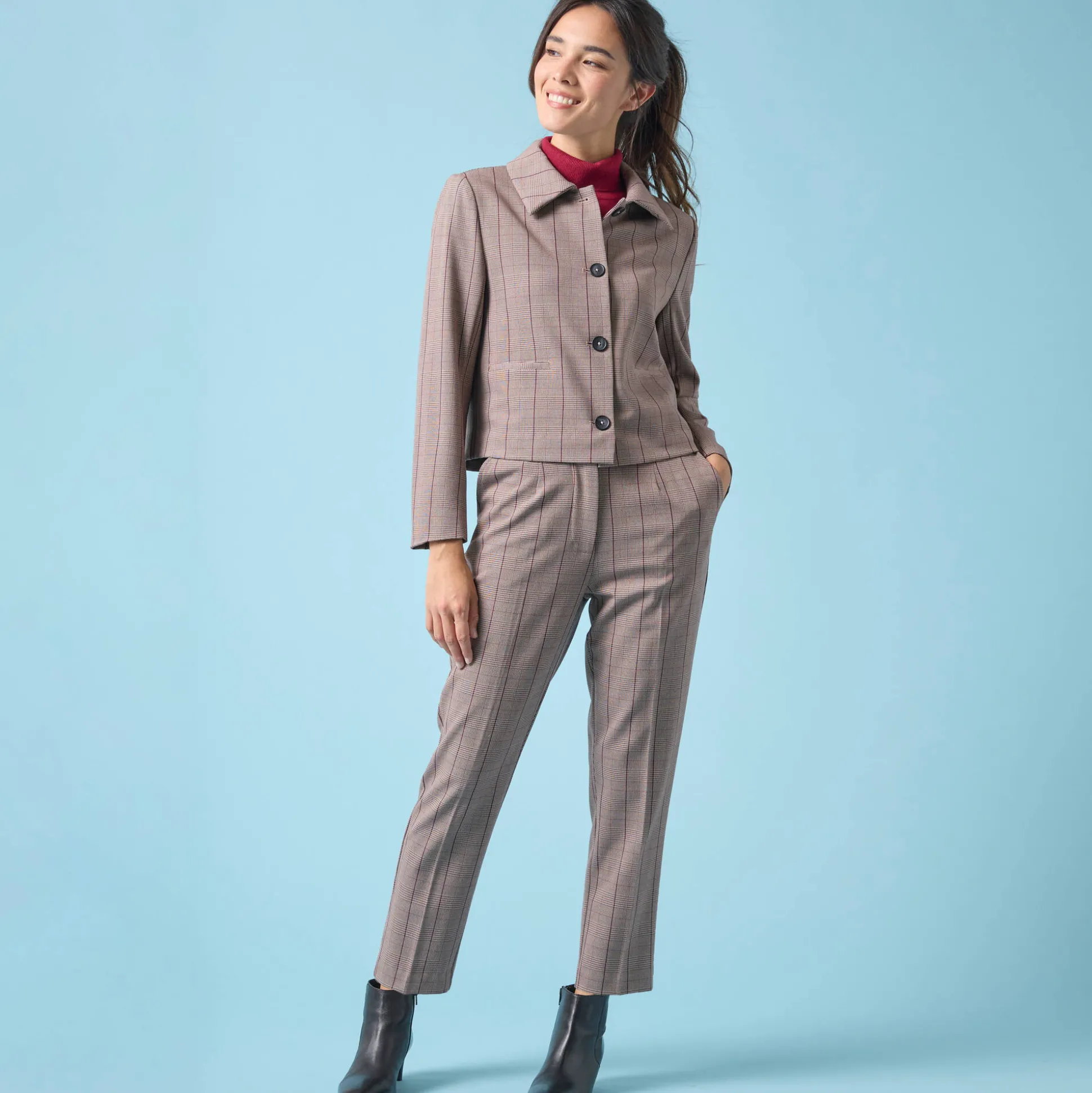 Korte blazer met ruitenprint, kleine lengtes