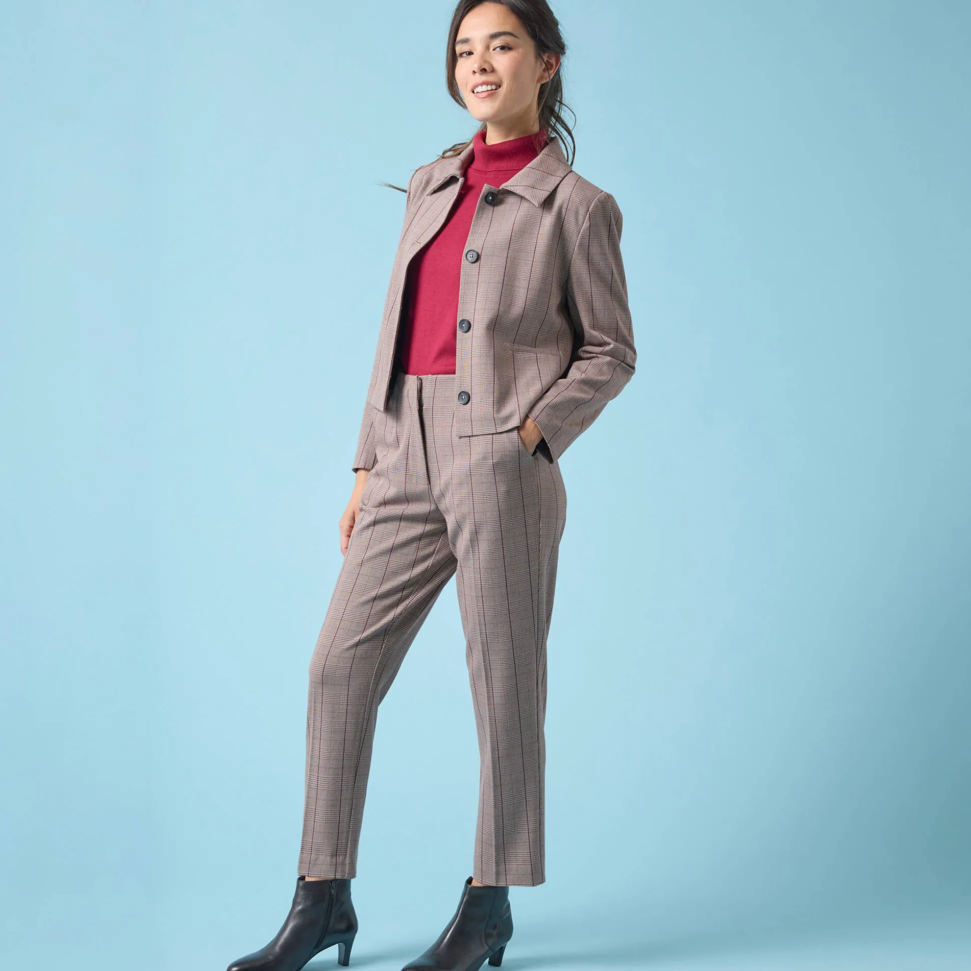 Korte blazer met ruitenprint, kleine lengtes