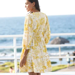Korte jurk met bloemenprint, viscose