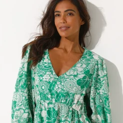 Korte jurk met bloemenprint, viscose