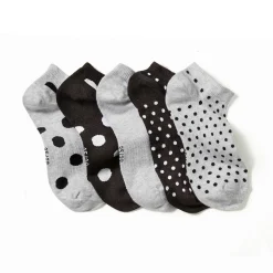 Korte sneakersokken met fantasiestippen - set van 5 paar