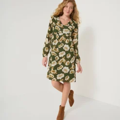 Korte textuurjurk met bloemenprint