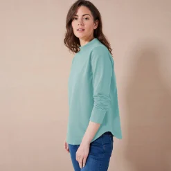 Koudewerend T-shirt in molton met opstaande kraag