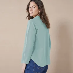 Koudewerend T-shirt in molton met opstaande kraag