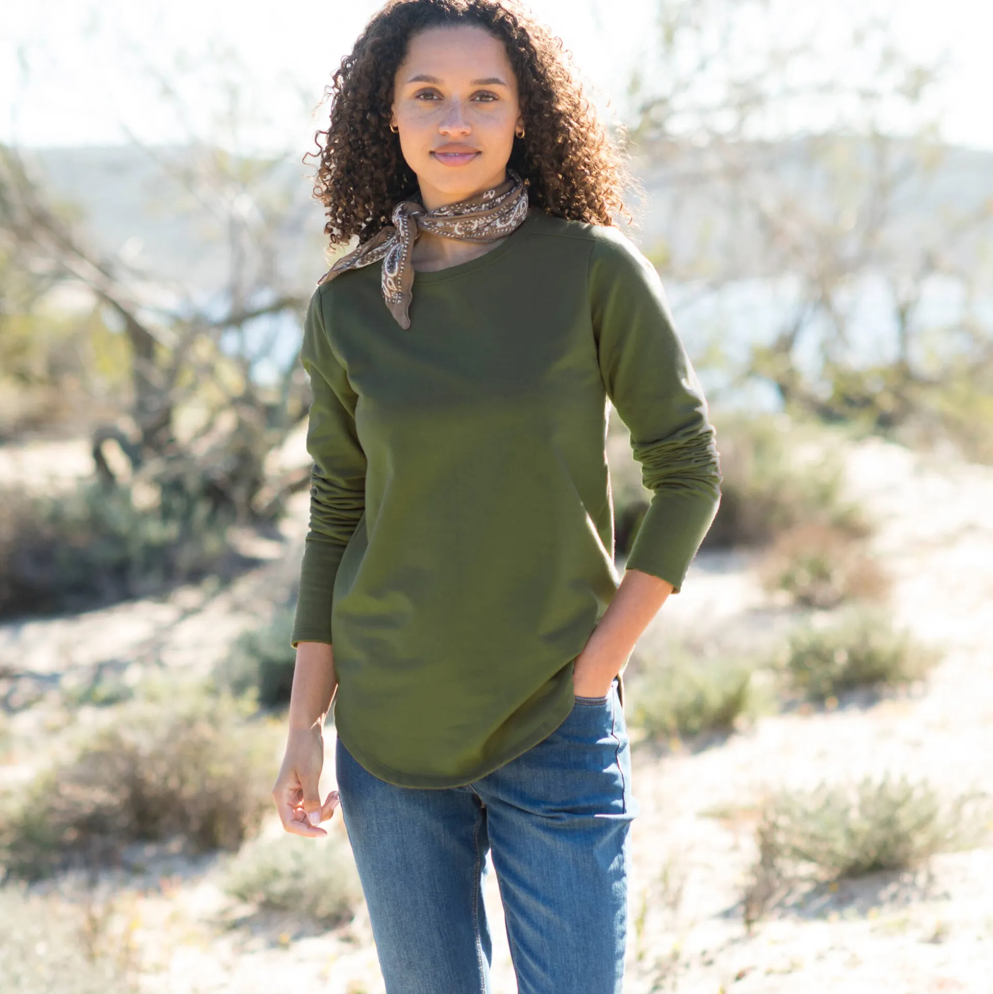 Koudewerend T-shirt in molton met ronde hals