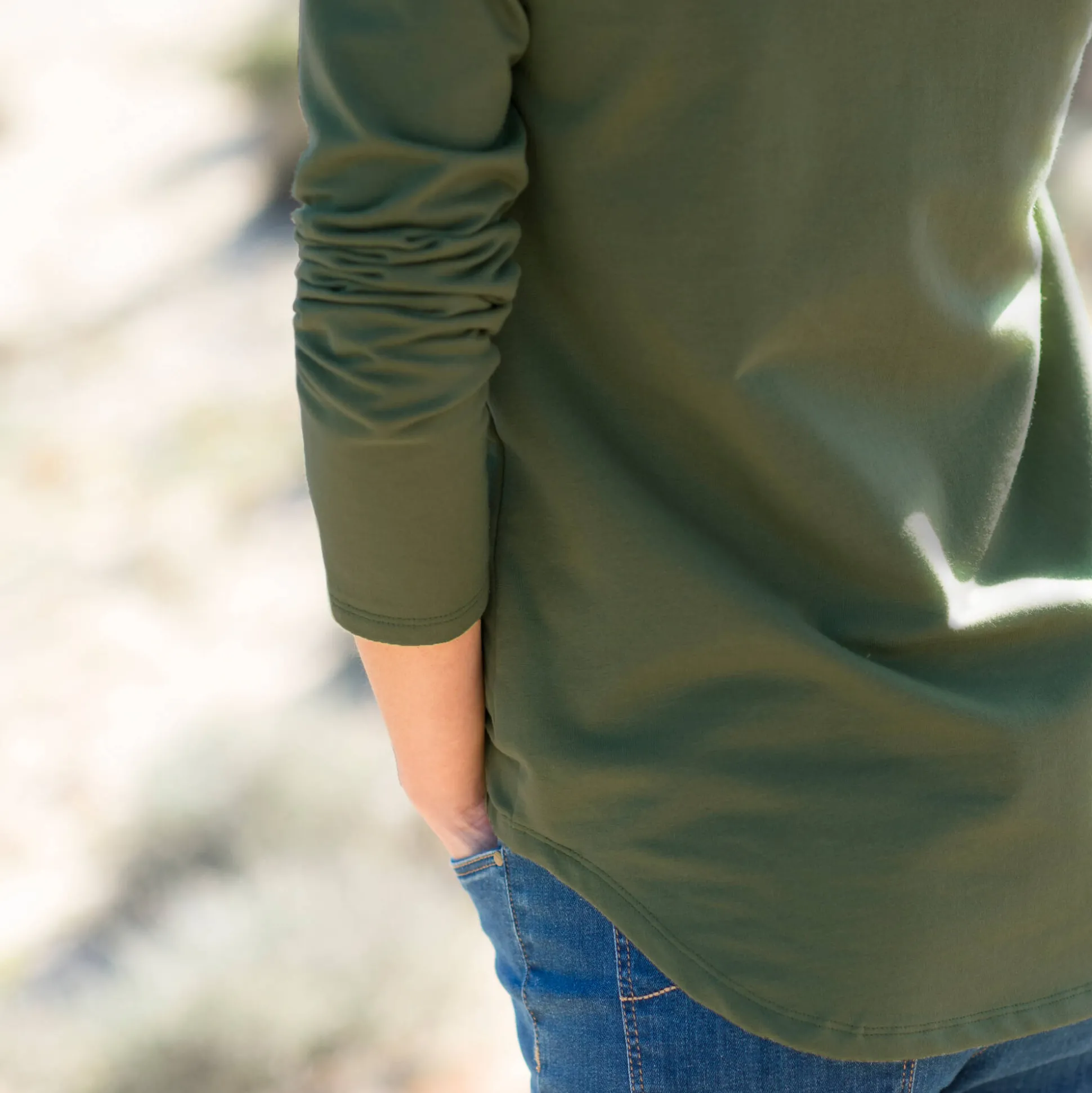 Koudewerend T-shirt in molton met ronde hals