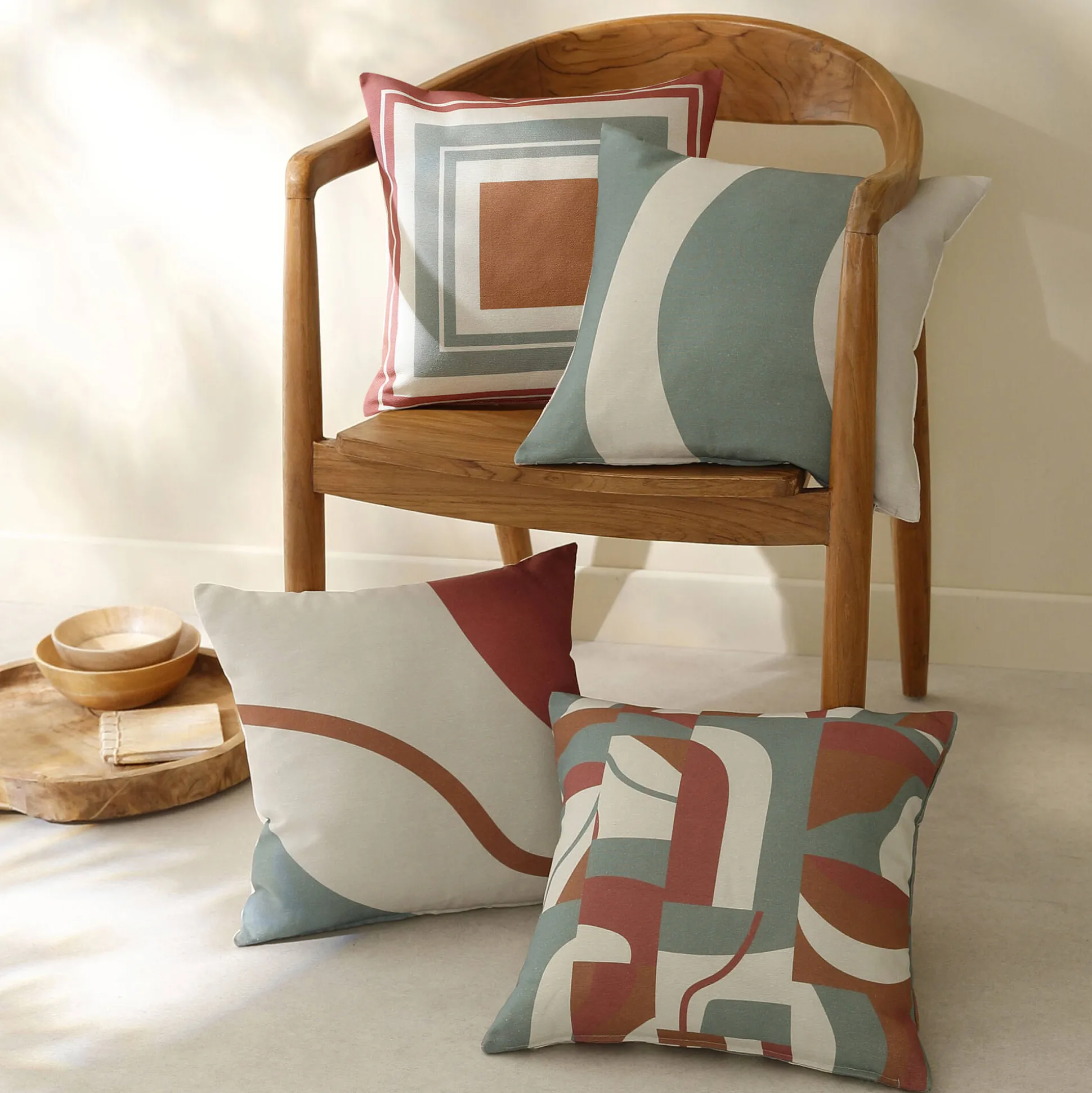 Kussenhoes met 'bochten' print - set van 2